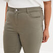 Pantalon droit taille haute extensible vert kaki femme grande taille