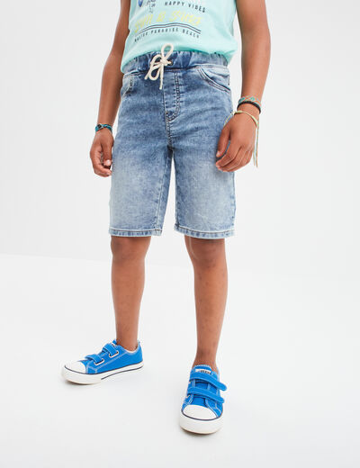 Bermuda droit en jean denim bleach garçon