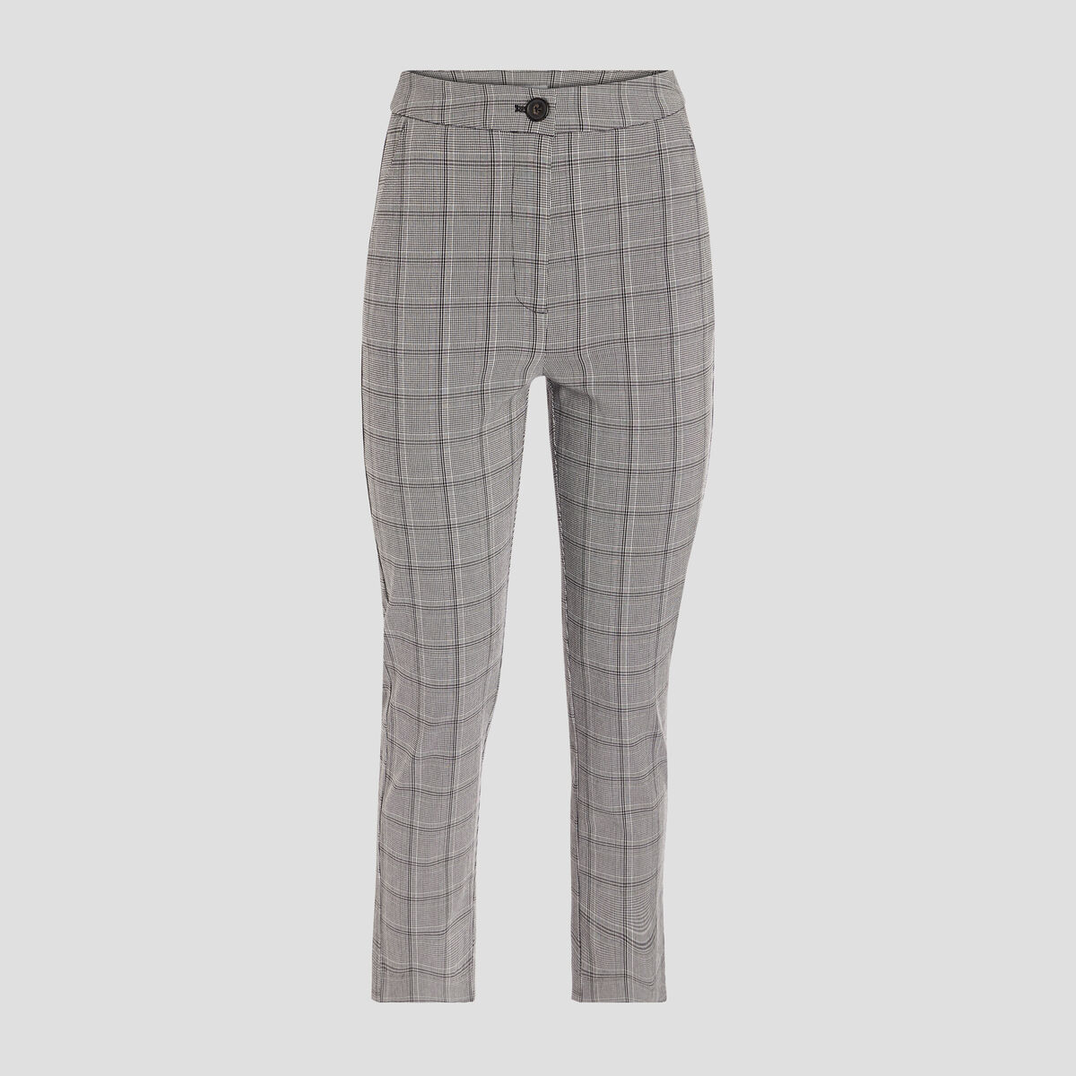 Pantalon droit taille haute gris femme