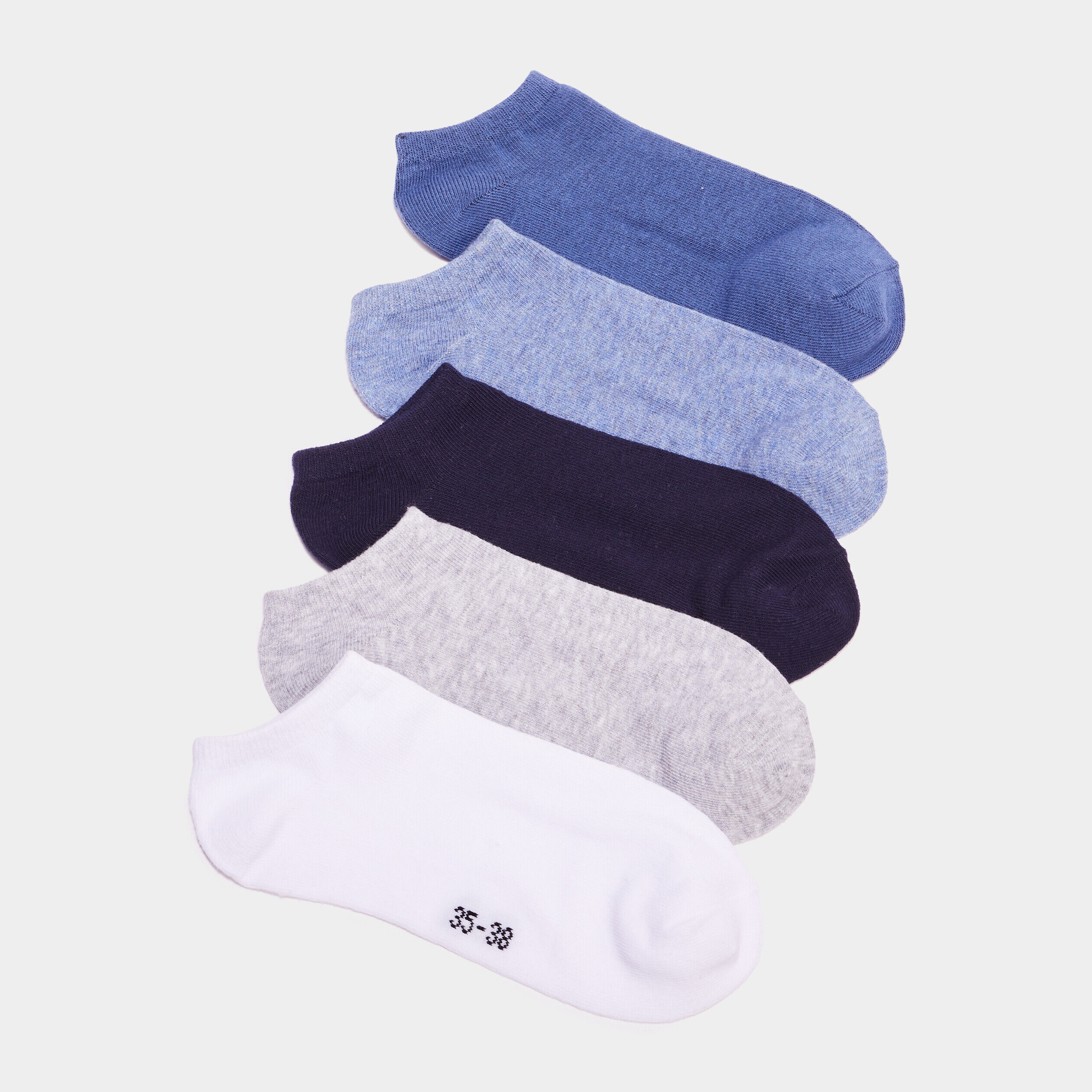 Lot 5 paires chaussettes invisibles bleu mixte LH