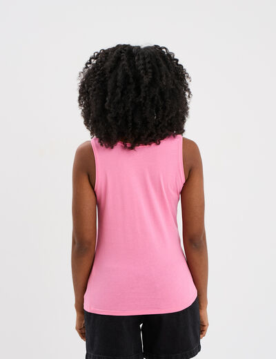 Débardeur bretelles larges coton rose femme