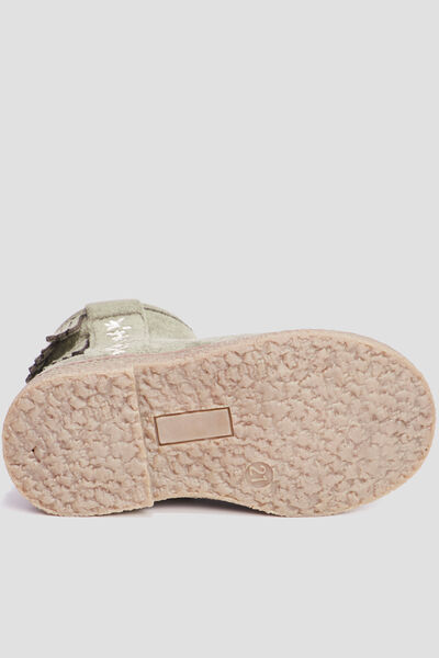 Bottines franges vert kaki b&eacute;b&eacute; fille
