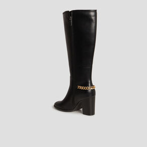 Bottes hautes avec chaînes à talons noir femme