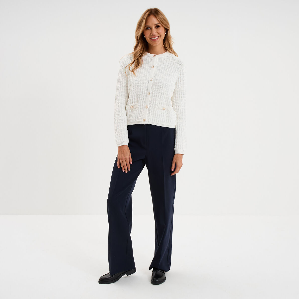 Gilet manches longues coton blanc femme