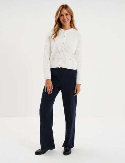 Gilet manches longues coton blanc femme