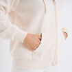 Sweat zippé à capuche molleton beige femme