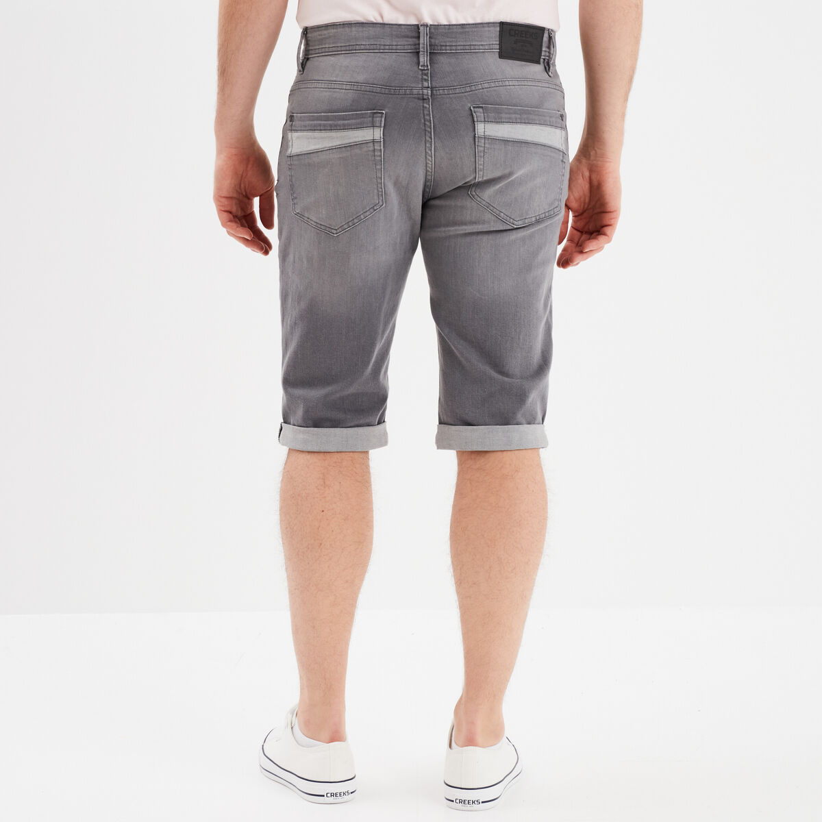 Bermuda short en jean regular denim gris homme