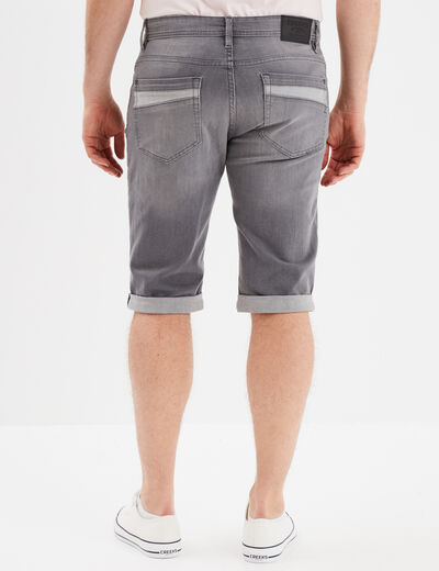 Bermuda short en jean regular denim gris homme