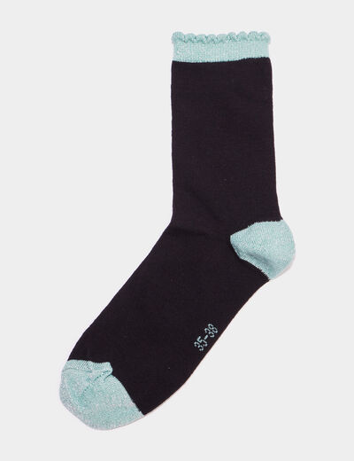 Lot 5 paires chaussettes à bord vague multicolore femme