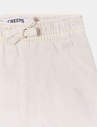 Short coton taille élastiquée à cordons ecru bébé garçon