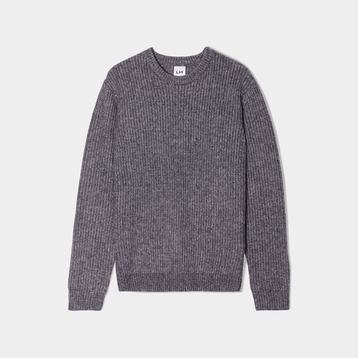 Pull col rond à manches longues gris foncé homme
