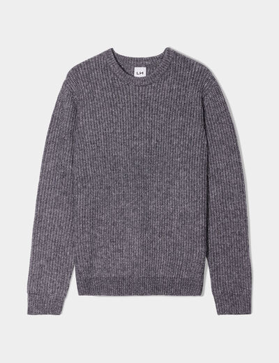 Pull col rond à manches longues gris foncé homme