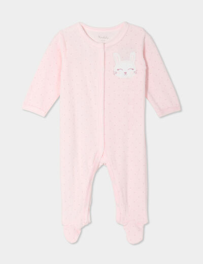 Dors-bien effet velours manches longues rose clair bébé fille