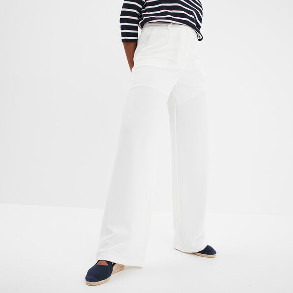 pantalon large en crepe blanc femme Pantalon large en crêpe blanc femme