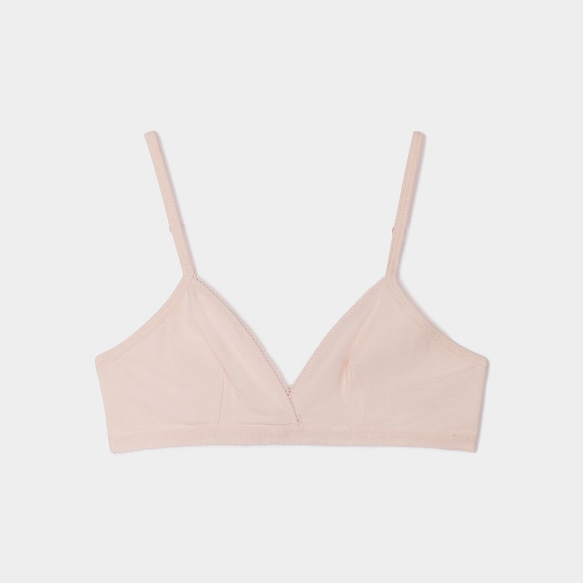 Brassière triangle coton rose poudrée fille