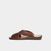 Mules brides croisées en cuir marron homme