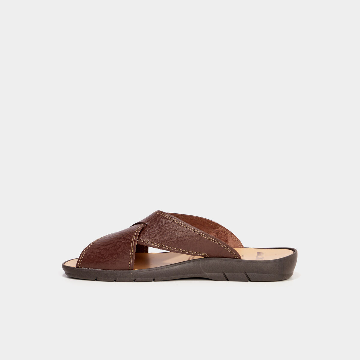 Mules brides croisées en cuir marron homme