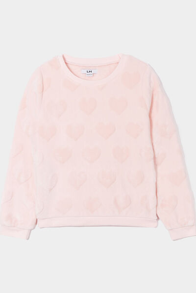 Sweat doux manches longues rose clair fille