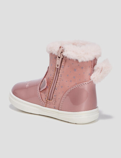 Bottines irisées zippées rose bébé fille