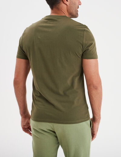 T-shirt en coton manches courtes vert kaki homme