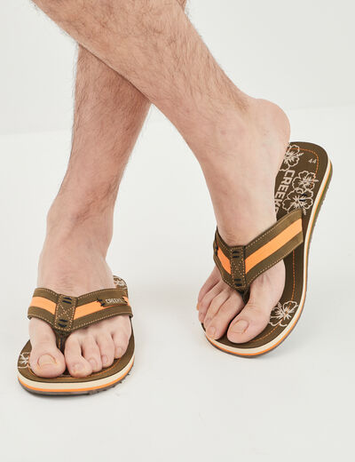 Mules plates vert kaki homme