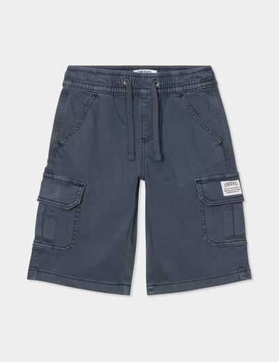 Bermuda cargo coton bleu marine garçon