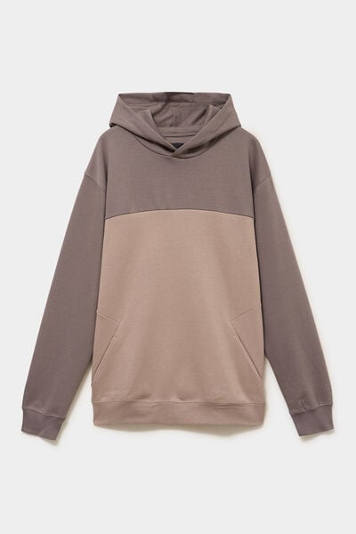 Sweat hoodie &agrave; capuche col ras-du-cou gris homme