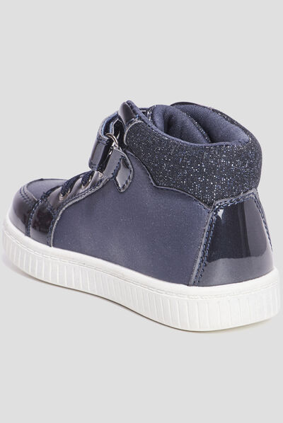 Baskets montantes détails paillettes bleu marine fille
