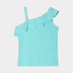 Débardeur asymétrique à volants bleu turquoise fille
