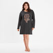Chemise de nuit courte manches longues gris foncé femme grande taille