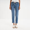 Jeans droit taille élastiquée denim stone femme