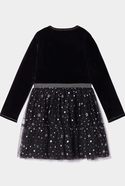 Robe tulle et velours à sequins Minnie noir fille