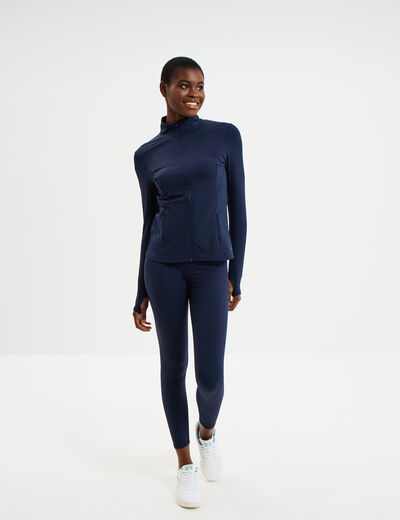Veste de sport ajust&eacute;e avec fermeture bleu marine femme
