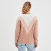 Pull manches longues col rond rose clair femme
