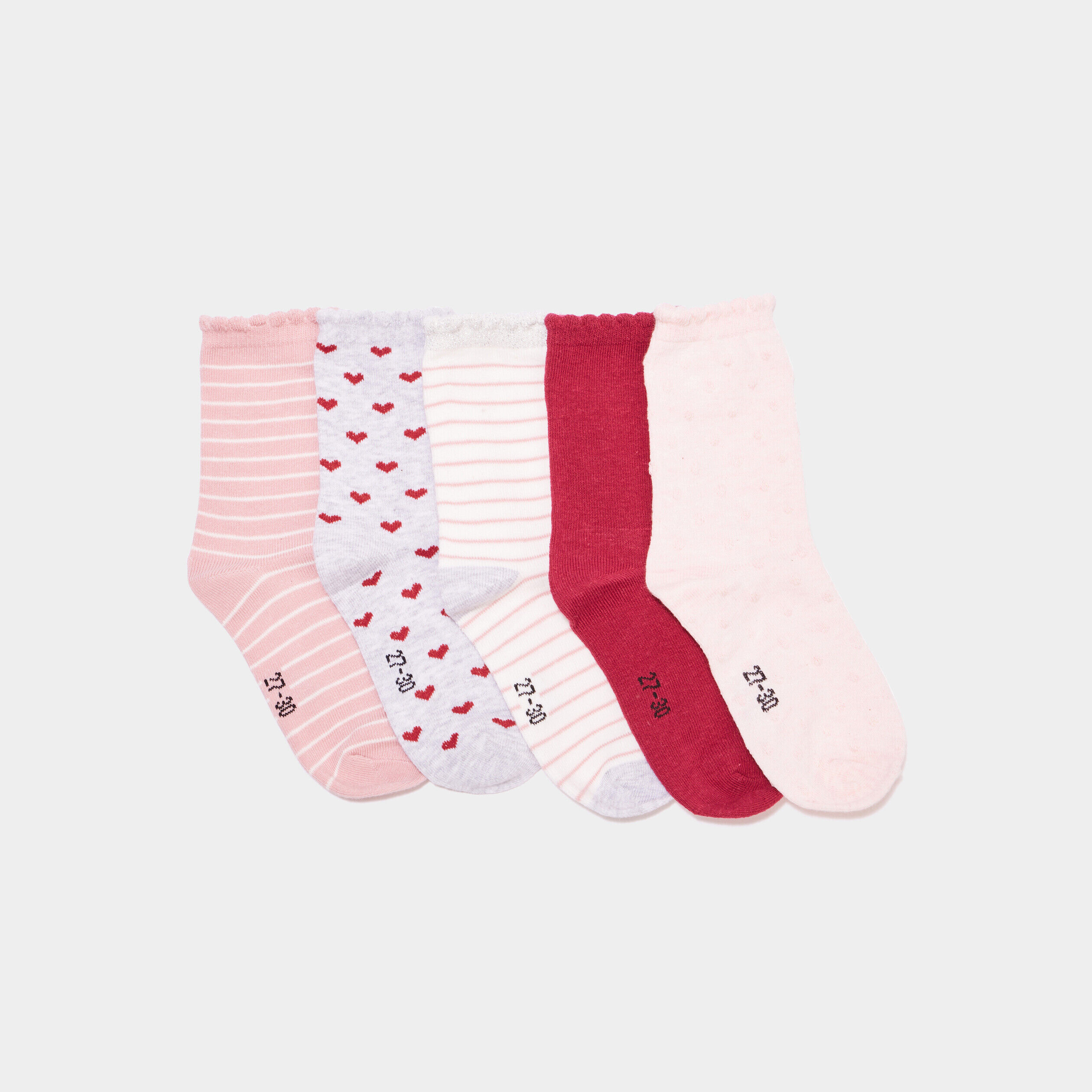Lot 5 paires chaussettes à motif rose fille LH