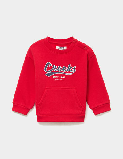 Sweat molletonn&eacute; 1 poche col rond rouge b&eacute;b&eacute; gar&ccedil;on