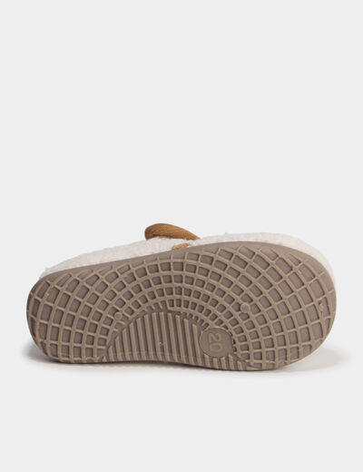 Chaussons bottillons effet polaire sable b&eacute;b&eacute; gar&ccedil;on