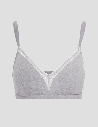 Soutien-gorge triangle coton à coque gris femme