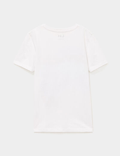 T-shirt col rond manches courtes coton blanc gar&ccedil;on