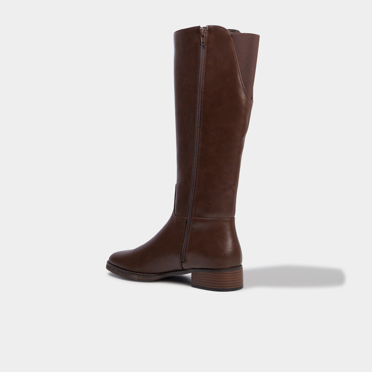 Bottes hautes petit talon marron femme