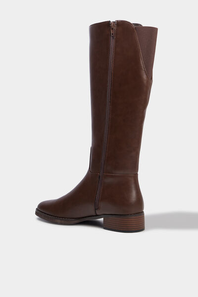 Bottes hautes petit talon marron femme
