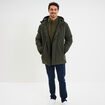 Parka mi-longue &agrave; capuche vert kaki homme