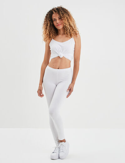 Legging long taille haute blanc femme