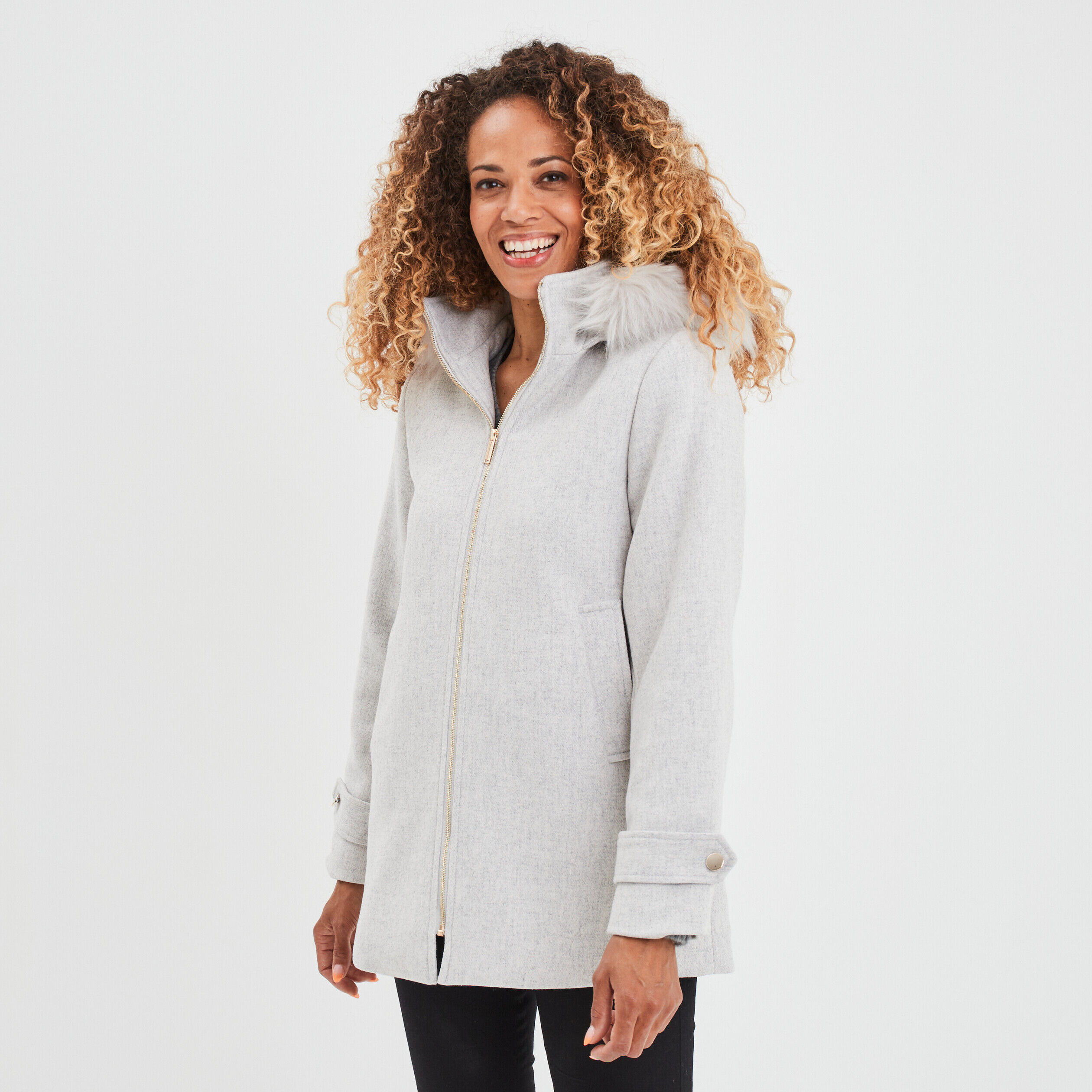 Manteau femme gris pas cher clearance