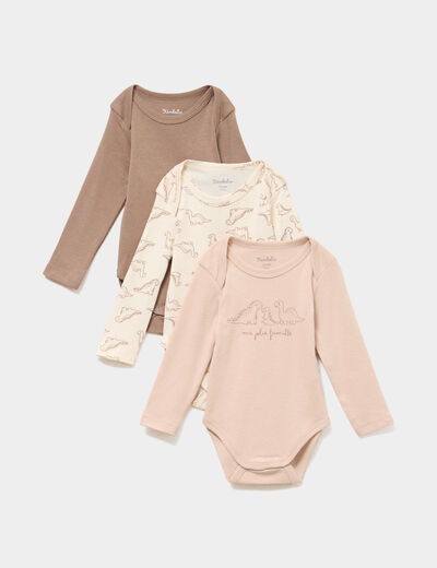 Lot 3 bodies US coton manches longues marron b&eacute;b&eacute;
