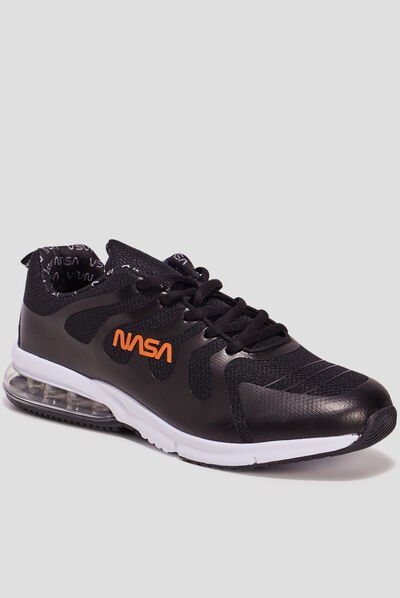 Baskets running à lacets NASA noir homme