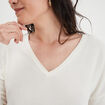 Pull col en V manches longues blanc femme
