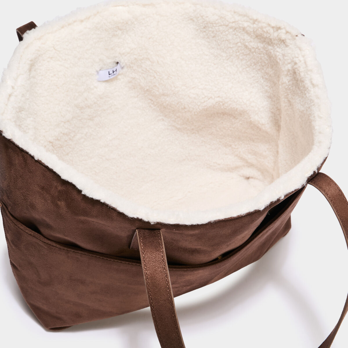 Sac cabas effet su&eacute;dine et fourr&eacute; multicolore femme