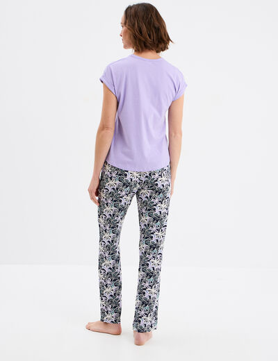 Ensemble pyjama col rond 2 pièces fluide bleu marine femme