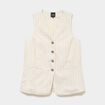 Veste sans manches ajust&eacute;e boutonn&eacute;e ecru femme